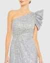 Embellished puff one shoulder gown - Silver