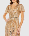 V Neck Sequin Gown - Copper