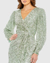 Embellished Long Sleeve Gown - Seafoam Green