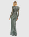 Light Brown Embellished Puff Sleeve Side Knot Gown - Slate Gray