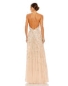  mac duggal, FLORAL EMBELLISHED HALTER STRAP A LINE GOWN, blush, Style #5654 back view