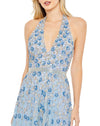mac duggal, FLORAL EMBELLISHED HALTER STRAP A LINE GOWN, blue, Style #5654 close up