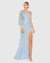 Mac Duggal, Asymmetric embellished one sleeve gown - Ice Blue #5659