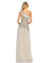 Beaded asymmetric gown - Nude Gold