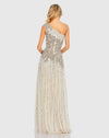 Beaded asymmetric gown - Nude Gold