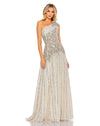 Beaded asymmetric gown - Nude Gold