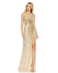 Sequin V neck gown - Ice Blue