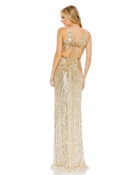 Sequin V neck gown - Ice Blue