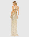 Sequined Faux Wrap Sleeveless Gown- Ice Blue