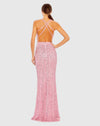 Criss cross cut out sequin gown - Pink