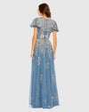 Embellished Butterfly Modest Gown - Slate Blue