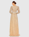 Bishop Sleeve Sequin Wrap Modest Gown - Mauve