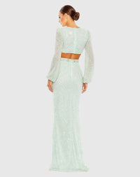 Long sleeve cut out gown - Mint - Sale