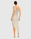 Sequin Faux Wrap Sleeveless Midi Dress - Nude Silver