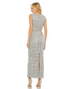 Beaded sleeveless midi length sheath dress - Platinum