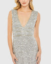 Beaded sleeveless midi length sheath dress - Platinum