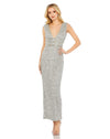 Beaded sleeveless midi length sheath dress - Platinum