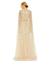 MAC DUGGAL, SEQUINED V-NECK GOWN WITH CAPE SLEEVES, Style #5803, NUDE BACK