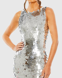 Sleeveless Disc Sequin Gown - Black