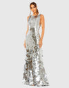 Mac Duggal #5959 Sleeveless Disc Sequin Gown - silver
