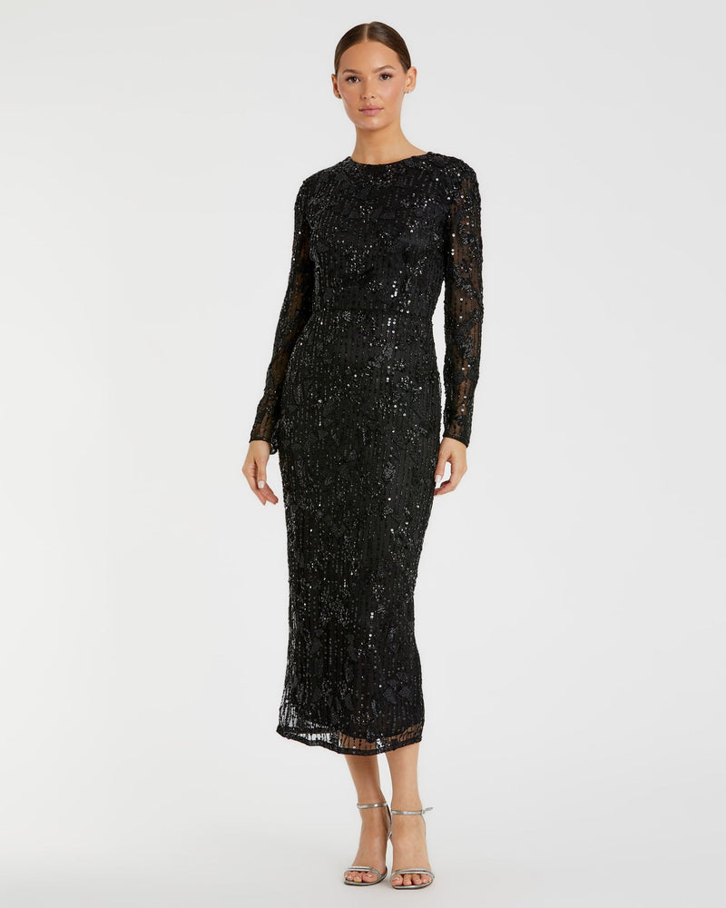 Mac Duggal, Long Sleeve Modest Evening Dress - Black #5988