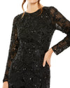 mac duggal, HIGH NECK LONG SLEEVE EMBELLISHED modest DRESS, Style #5988, black close up