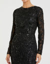 Long Sleeve Modest Evening Dress - Midnight