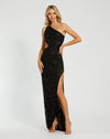 Mac Duggal, Asymmetric one shoulder lace back sequin gown - Black #6084