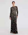 Mac Duggal, Floral embellished long sleeve modest gown - Black  #6135