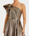 One shoulder metallic ballgown - Antique Bronze