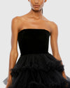 Strapless Tiered Ruffle Ballgown - Black