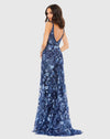 Floral Embellished Sleeveless Gown - Navy