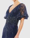 Flutter Sleeve Evening Gown - Midnight