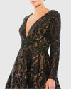 Sequin Embellished A-Line Cocktail Dress - Black