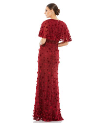 Embellished Floral Gown - Burgundy