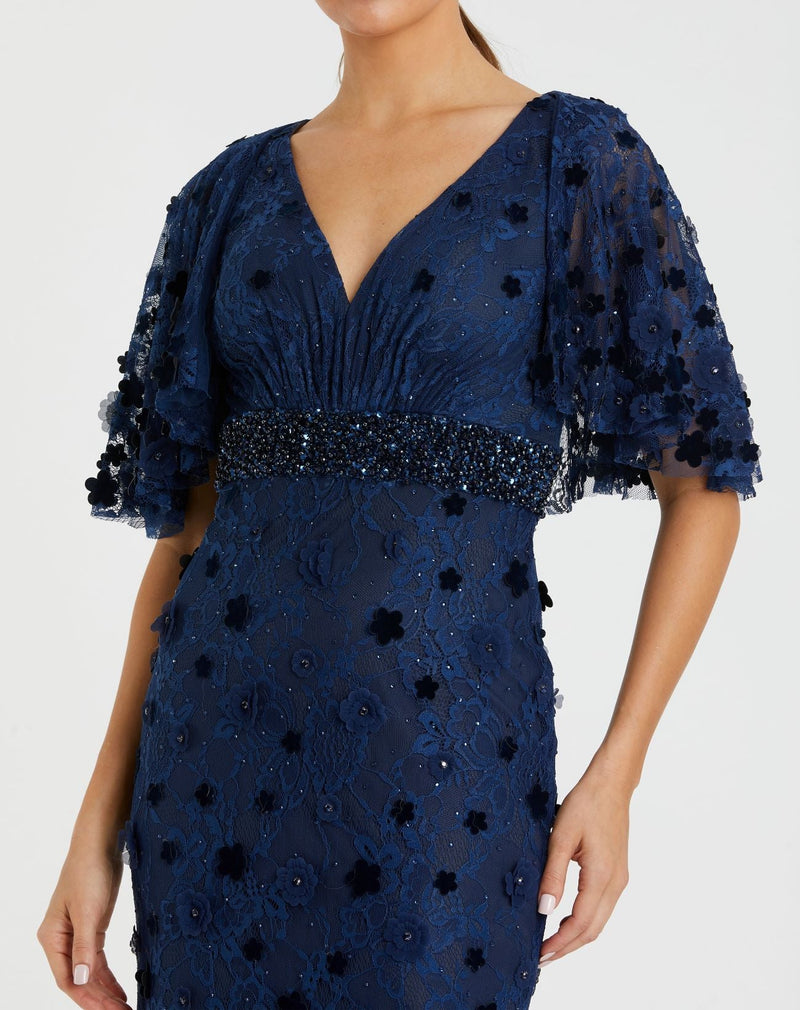 Embellished Floral Gown - Midnight