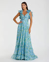 Mac Duggal, Blue Multi A line Ballgown #67803