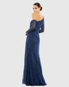 One sleeve lace evening gown - Navy