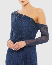 One sleeve lace evening gown - Navy