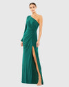 Mac Duggal One shoulder puff sleeve wrap gown  - Emerald #67879