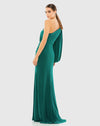 One shoulder puff sleeve wrap gown - Emerald