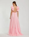 Ruffle tiered floral cut-out chiffon gown - Blush