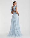 Ruffle tiered floral cut-out chiffon gown - Powder Blue