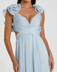 Ruffle tiered floral cut-out chiffon gown - Powder Blue