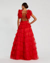 Ruffle tiered cut-out ballgown - Red