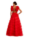 Ruffle tiered cut-out ballgown - Red