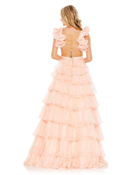 Ruffle tiered cut-out ballgown - Blush