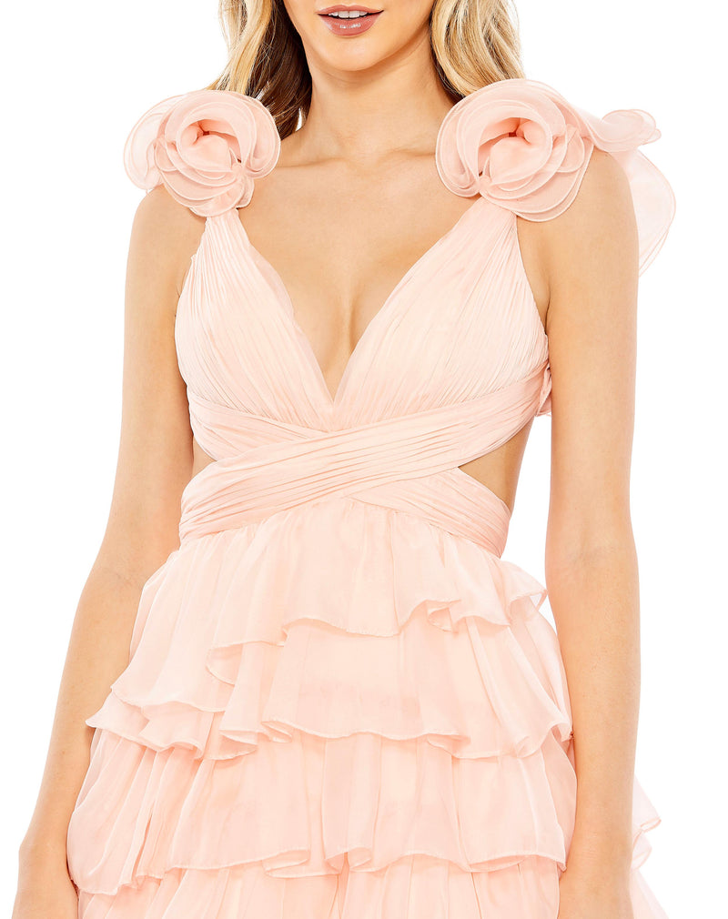 Ruffle tiered cut-out ballgown - Blush