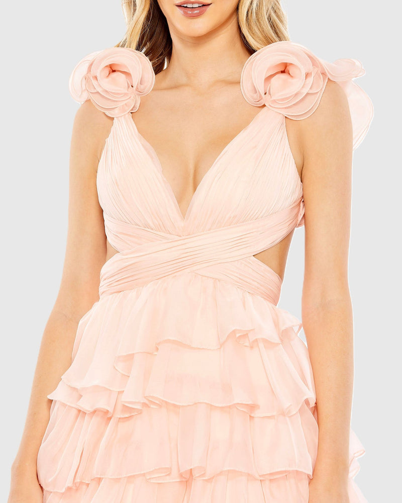 Ruffle tiered cut-out ballgown - Blush