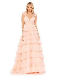 Mac Duggal #67959 Ruffle tiered cut-out ballgown - Pink